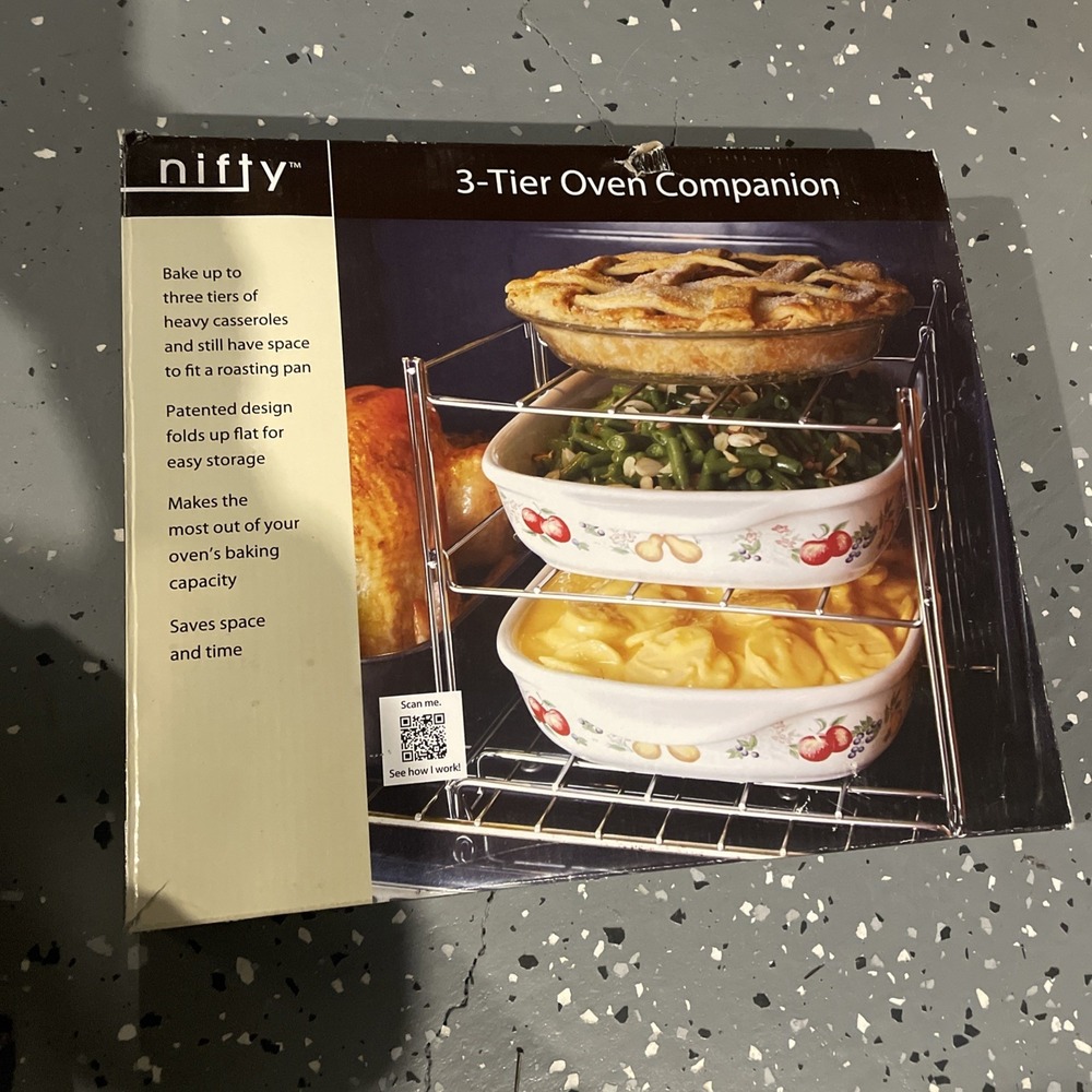 3-Tier Oven Companion Baking Rack Chrome Collapsible by Nifty